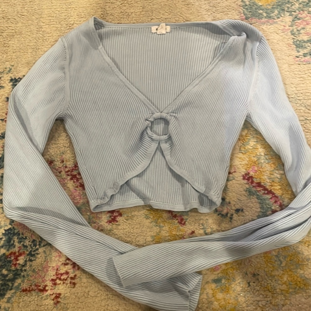 Long sleeve garage top in light blue